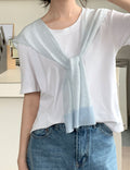 Simple Striped Color Block Knit Shawl Wrap 6W6NSC62