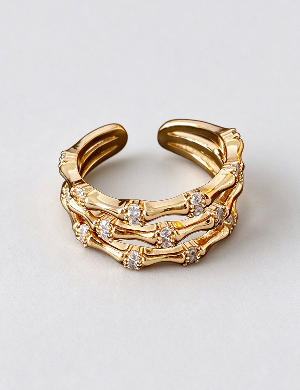 Vintage Gold Plated Cubic Zirconia Open Ring 6W6JRG373