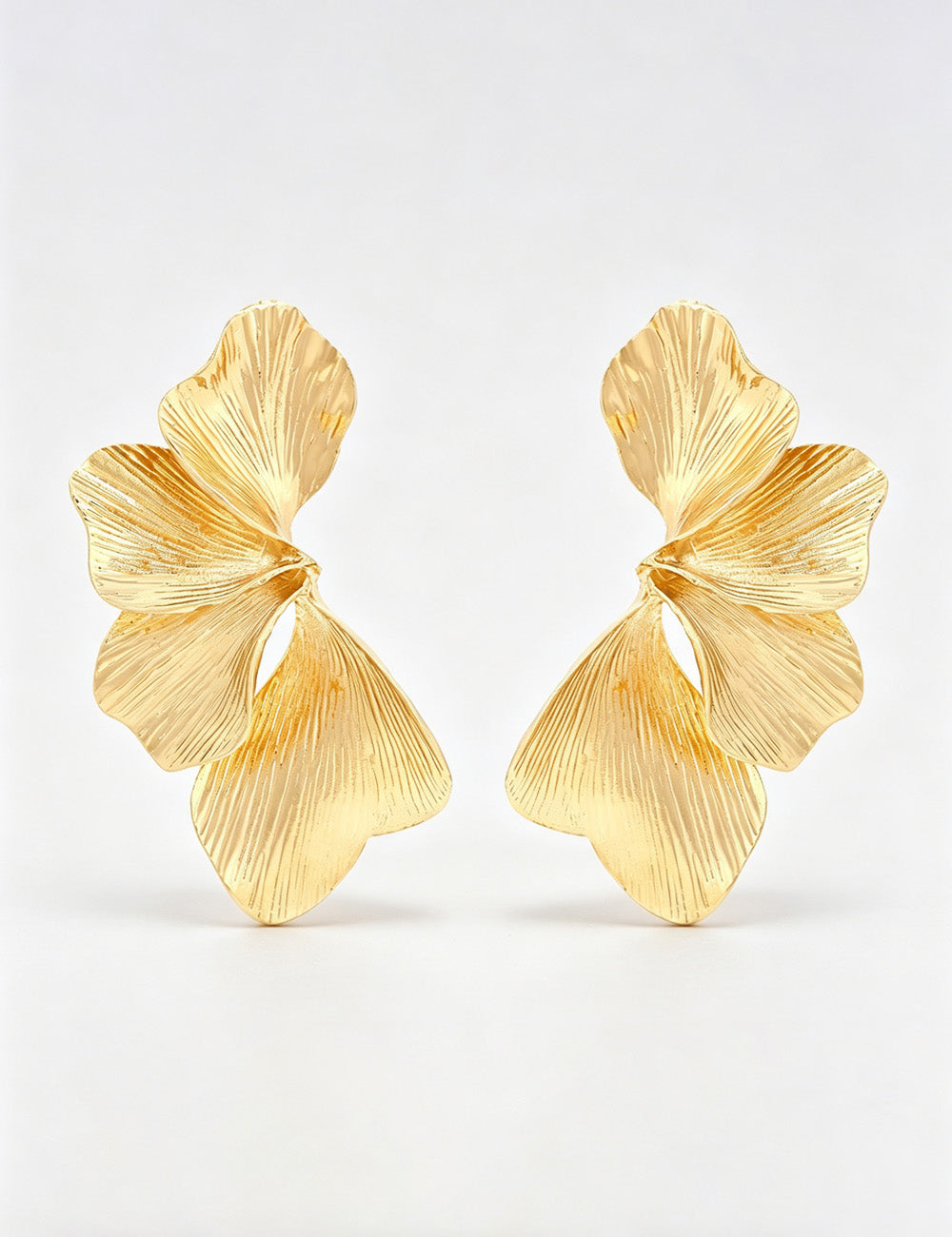 Vintage Textured Gold Leaf Statement Stud Earrings 6W6JER607
