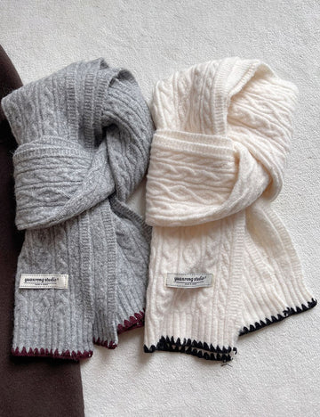 Winter Cable Knit Solid Color Knit Warm Scarf 6W6NSC68