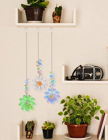 Colorful Crystal Ball Chain Floral Pendant Suncatchers MK2CZAS6H7HLS70