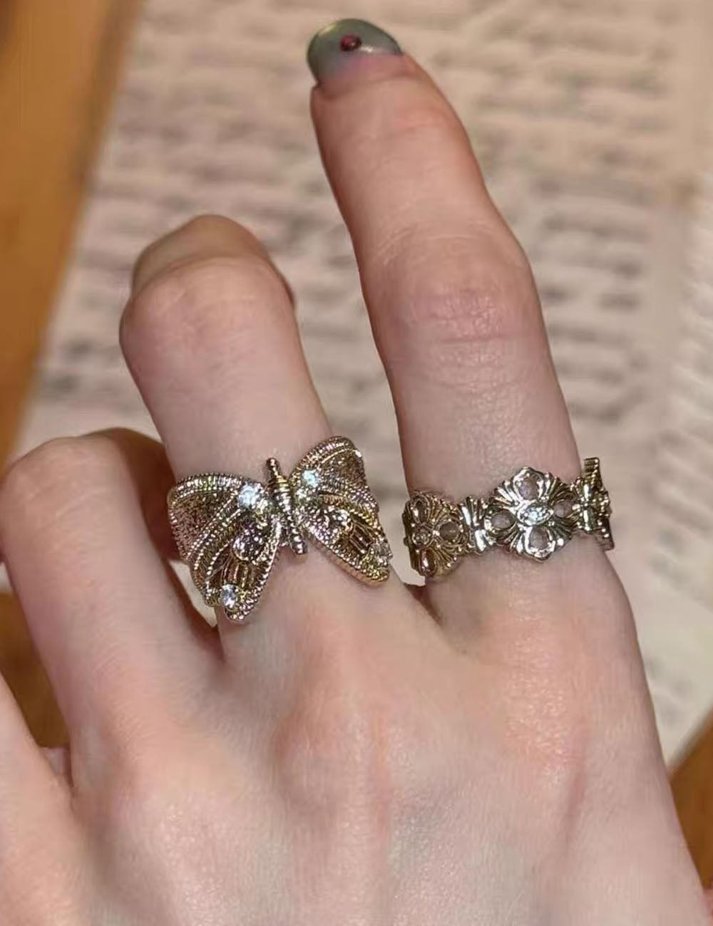 Vintage Butterfly Zircon Ring - DippedShop Wholesale - #7619