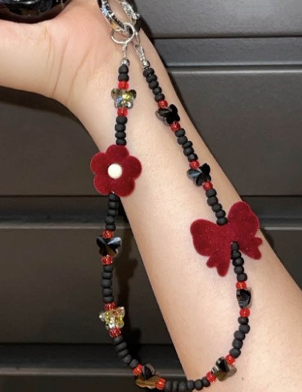 Sweet Floral Beaded Chain Keychain Bag Charm 6W10BBC341