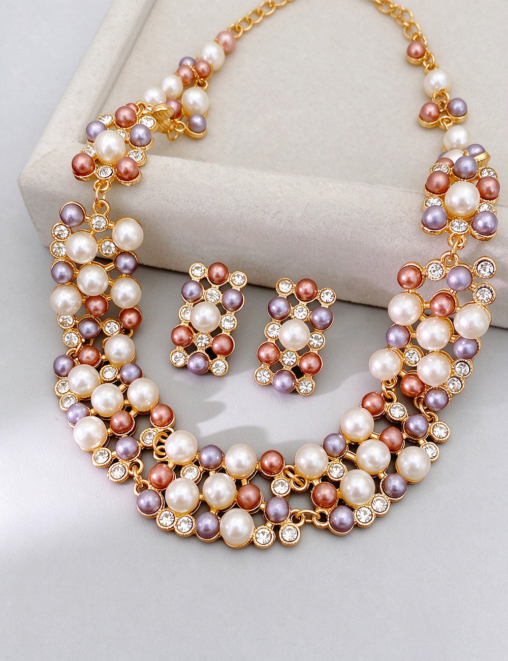 Chic Rhinestone Pearl Hollow Chain Necklace 6W6JNC906