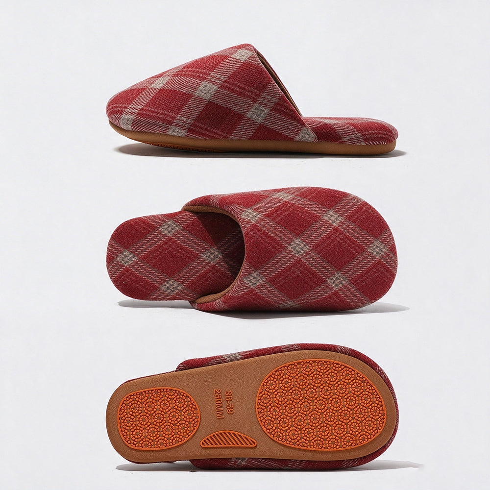 Color Contrast Plaid Soft Non-Slip Indoor Slippers 6W8FSP292