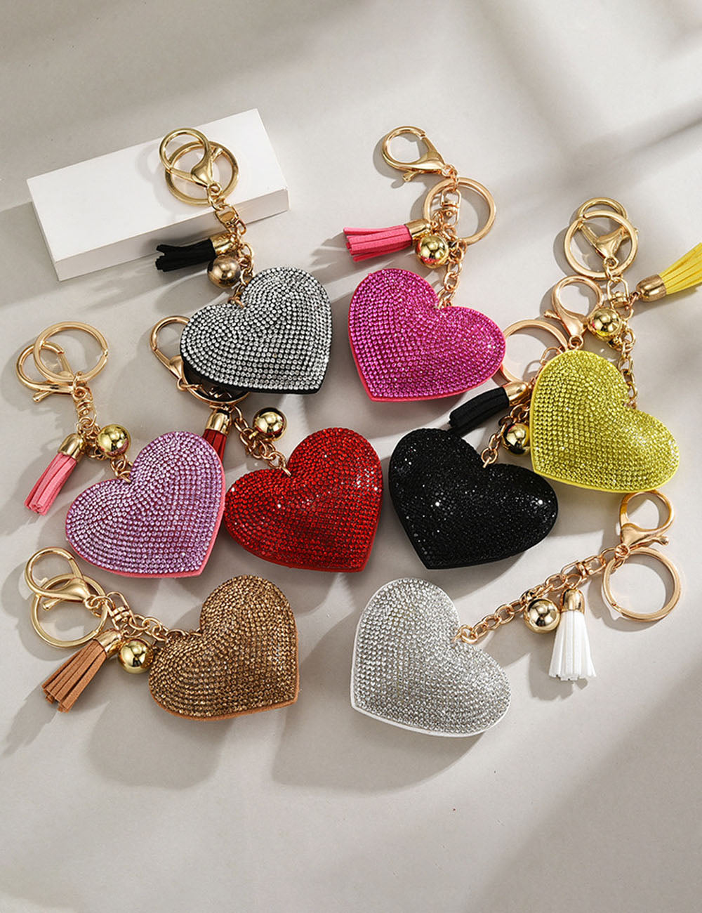 Rhinestone Heart Tassel Bag Charm - DippedShop Wholesale - #2403