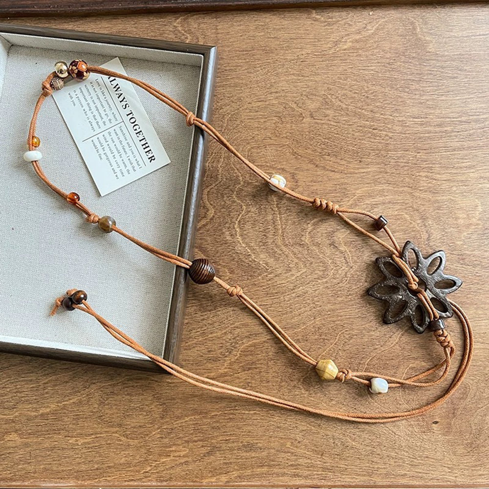 Boho Style Hollow Out Flower Bead Waist Belt 6W6JBT204