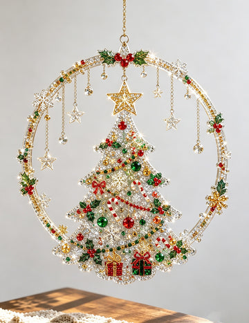Sparkly Christmas Tree Diamond Painting Suncatcher 6H7HLS144