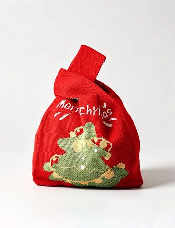 Cute Christmas Knitted Wrist Handbag Gift Bag 6W10BOB1350