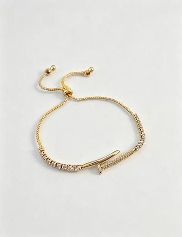 Vintage Gold Plated Splice Zirconia Bracelet 6W6JBR689