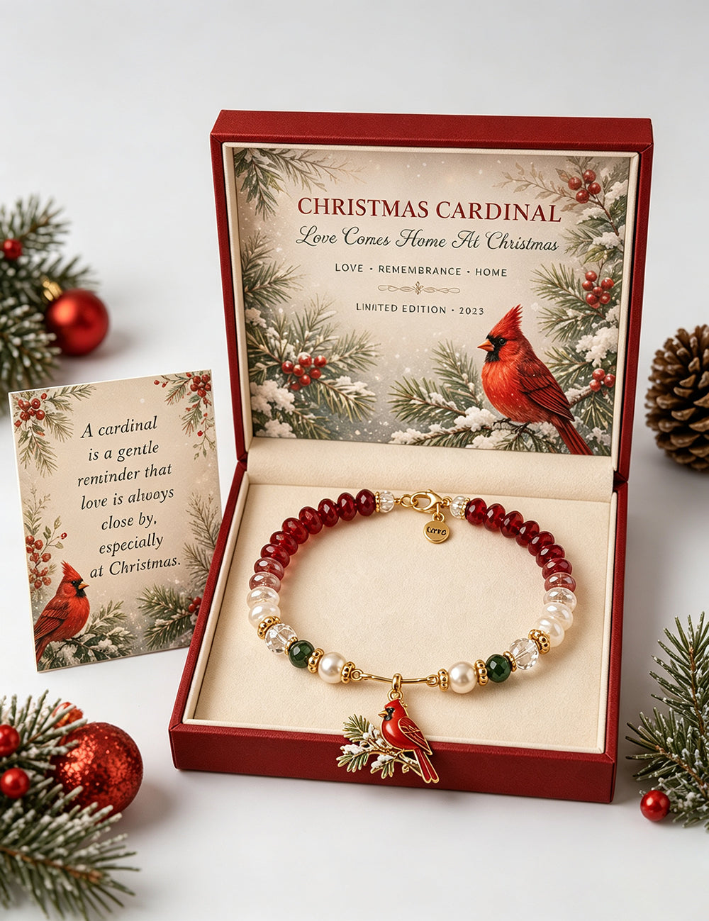 Cardinal Pendant Beaded Bracelet - DippedShop Wholesale - #1875