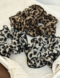 Vintage Leopard Print Ruffled Hair Scrunchies 6W6HSR388