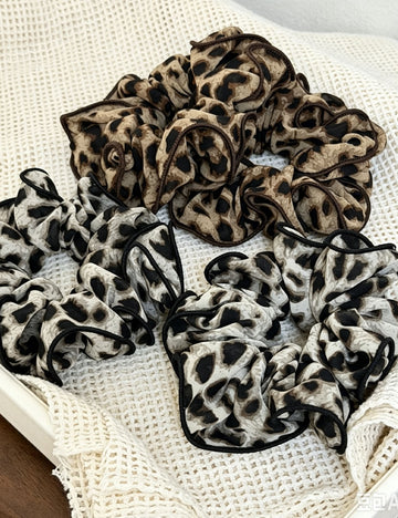 Vintage Leopard Print Ruffled Hair Scrunchies 6W6HSR388