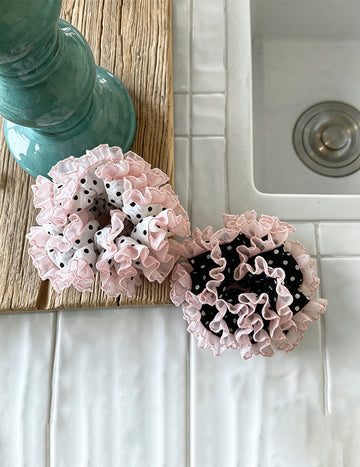 Simple Polka Dot Lace Trim Oversized Scrunchie 6W6HSR470