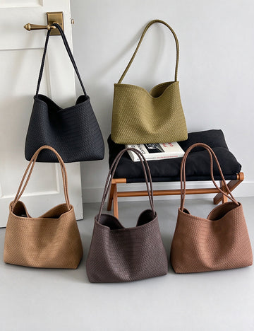 Minimalist Woven Texture Soft Tote - DippedShop Wholesale - #9859