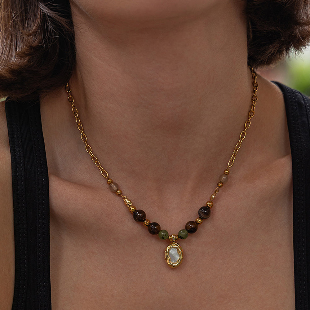 Gemstone Beaded Necklace - DippedShop Wholesale - #4355