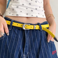 Fashion Solid Color Metal Buckle Skinny Belt 6W6JBT192