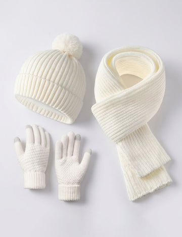 3-Piece Winter Warm Beanie Hat Scarf Gloves Set 6W6NSC87