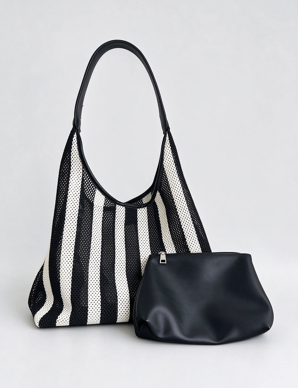 Simple Striped Color Block Mesh Shoulder Bag 6W10BBG2382