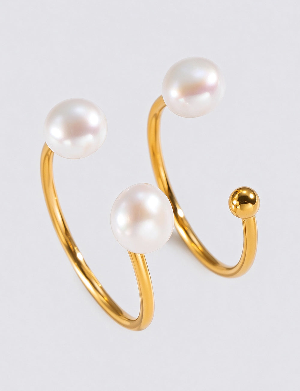 Pearl Gold Plated Open Ring - DippedShop Wholesale - #6979