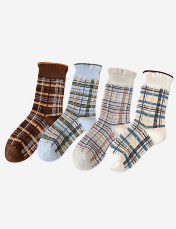 Plaid Striped Slouchy Socks - DippedShop Wholesale - #8307