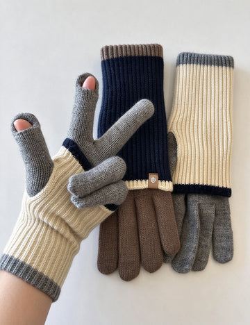 Double Layer Knit Gloves - DippedShop Wholesale - #1123