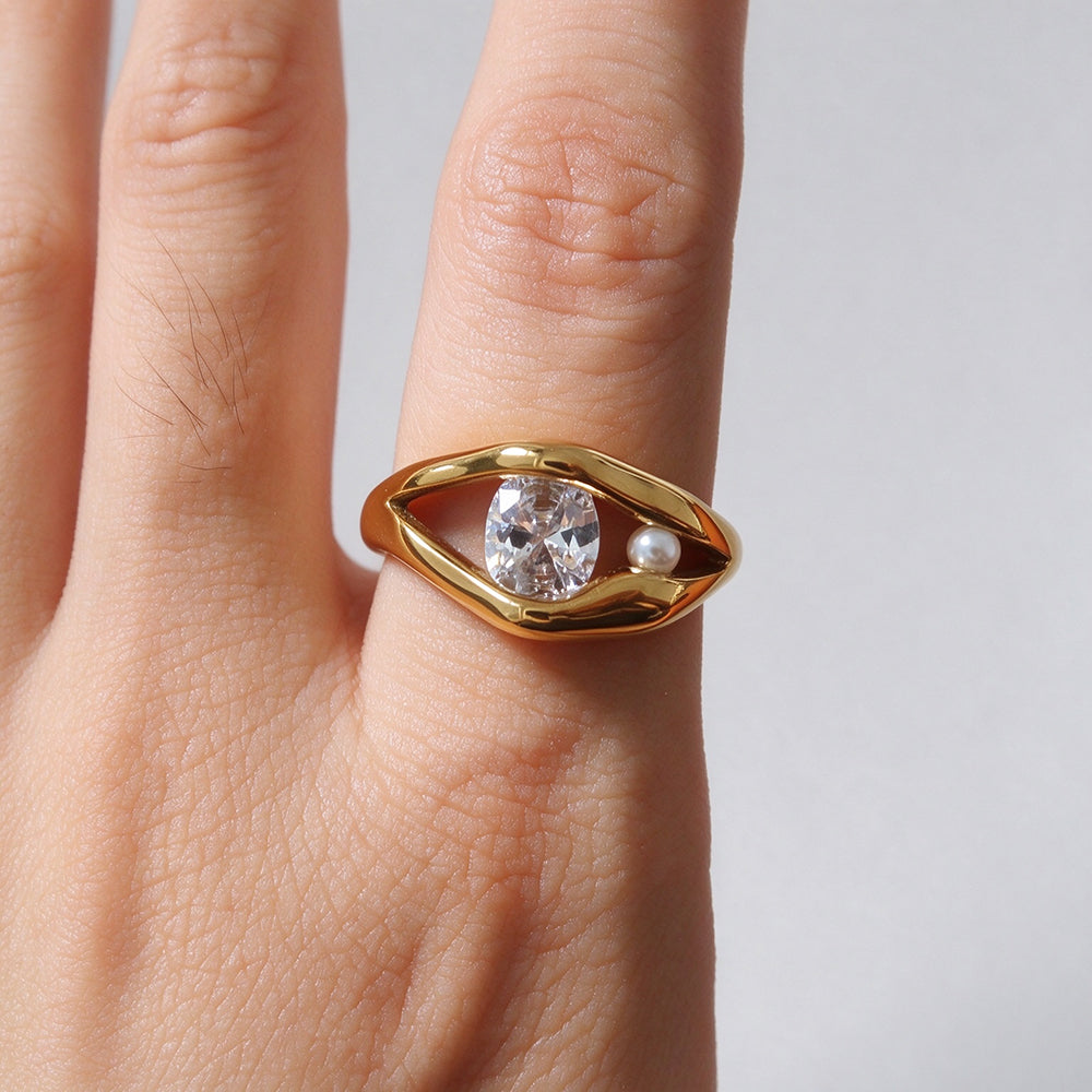 Oval Cubic Zirconia Ring - DippedShop Wholesale - #7315