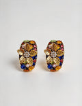 Multi-Color Crystal Flower Stud Earrings 6W6JER831