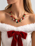 Christmas Santa Snowflake Pearl Charm Necklace 6W6JNC873