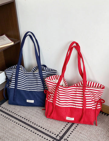 Contrast Striped Tote Bag - DippedShop Wholesale - #0275