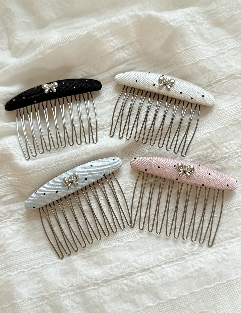 Bow Polka Dot Oval Comb Clip MK2MBEP6W6HPN03