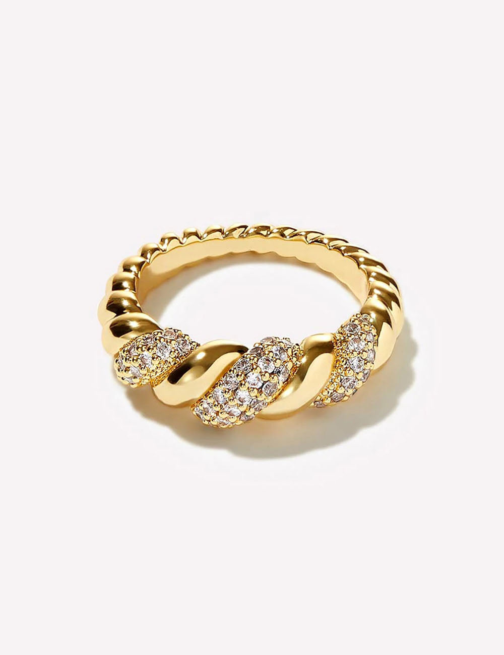 Braided Twisted Rhinestone Ring - DippedShop Wholesale - #9459