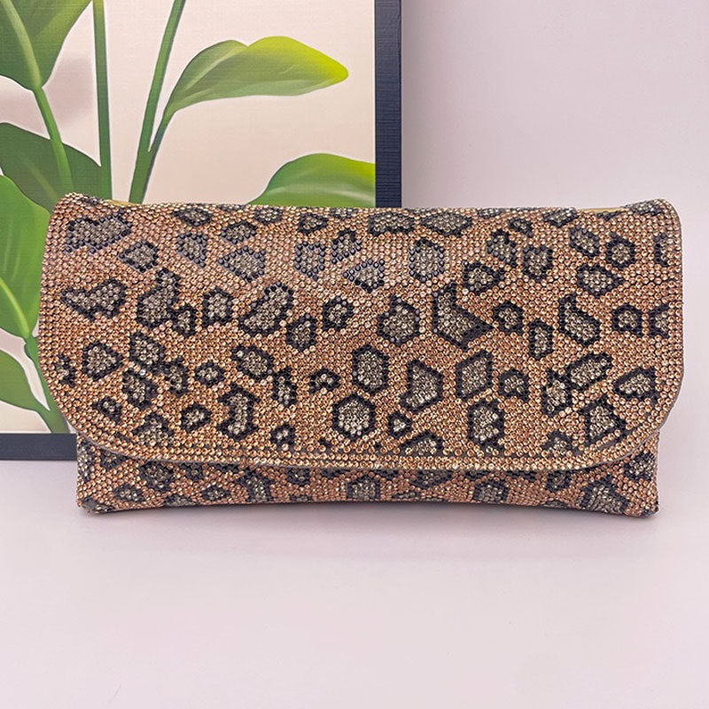 Vintgae Rhinestone Leopard Print Evening Clutch 6W10BBG1973