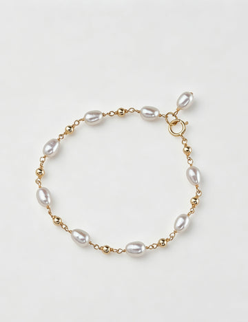 Natural Pearl Gold Plated Chain Bracelets 6W6JBR484