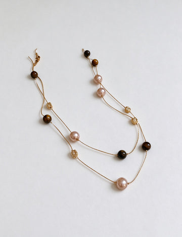 Stylish Double Layer Pearl Decor Necklace 6W6JNC958
