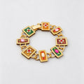 Vintage Rhinestone Floral Geometry Chain Necklace 6W6JNC919