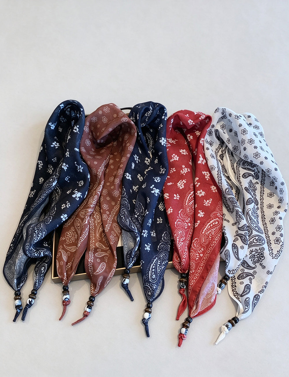 Boho Beaded Floral Print Versatile Triangle Scarf 6W6NSC237