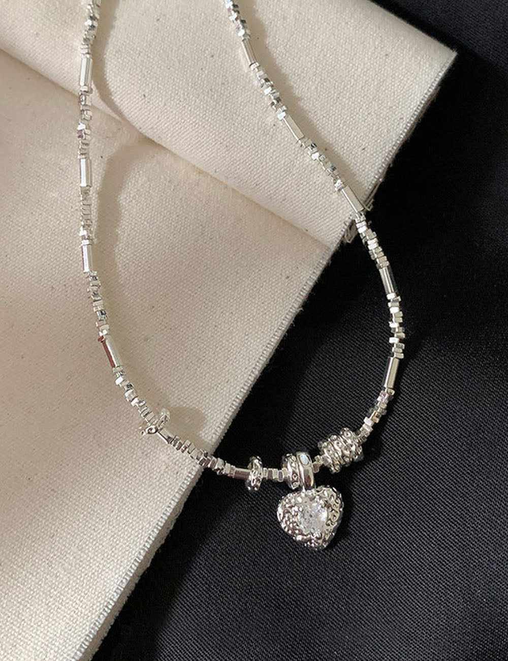Cubic Zirconia Heart Choker - DippedShop Wholesale - #0611