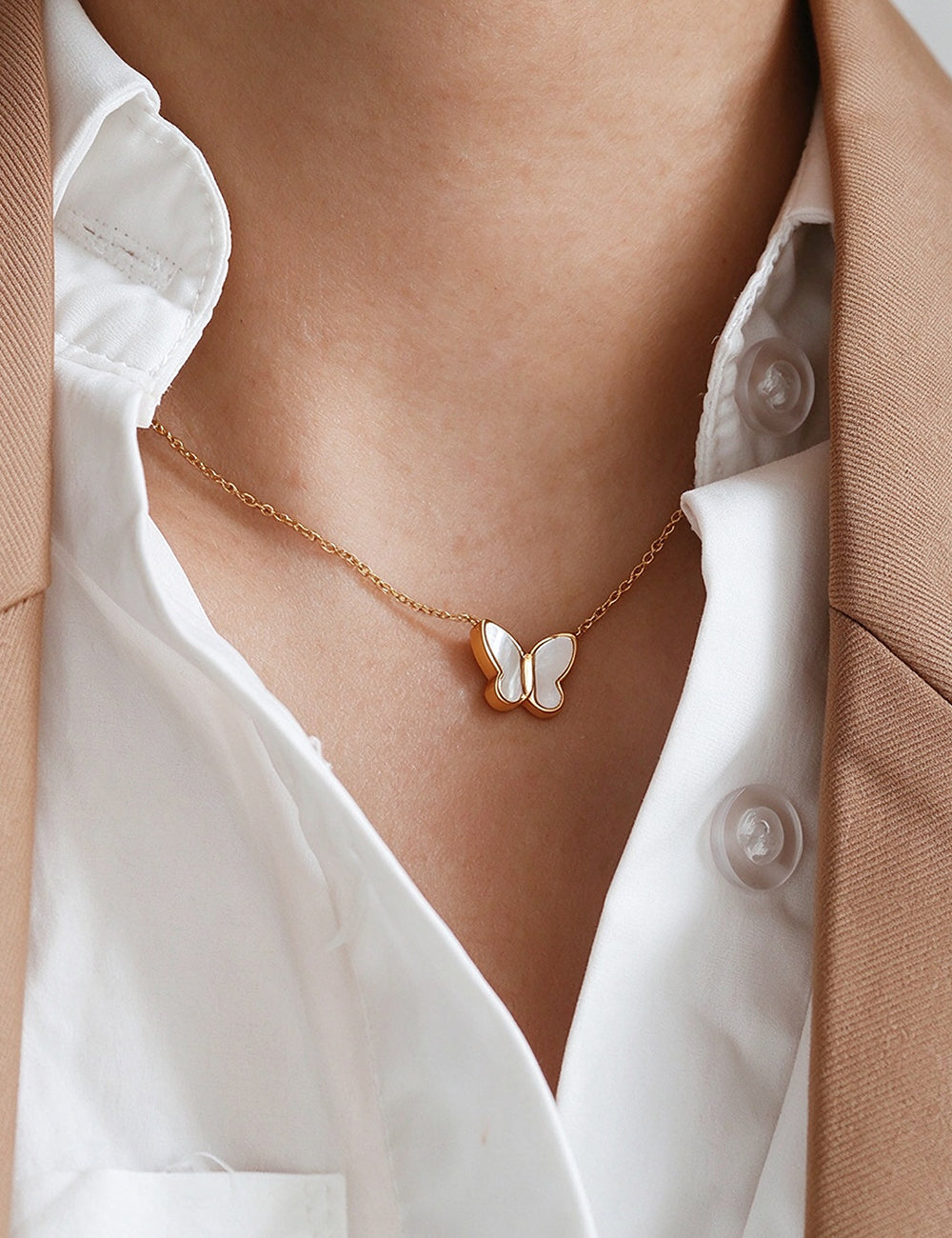 Butterfly Pendant Choker Necklace - DippedShop Wholesale - #5091