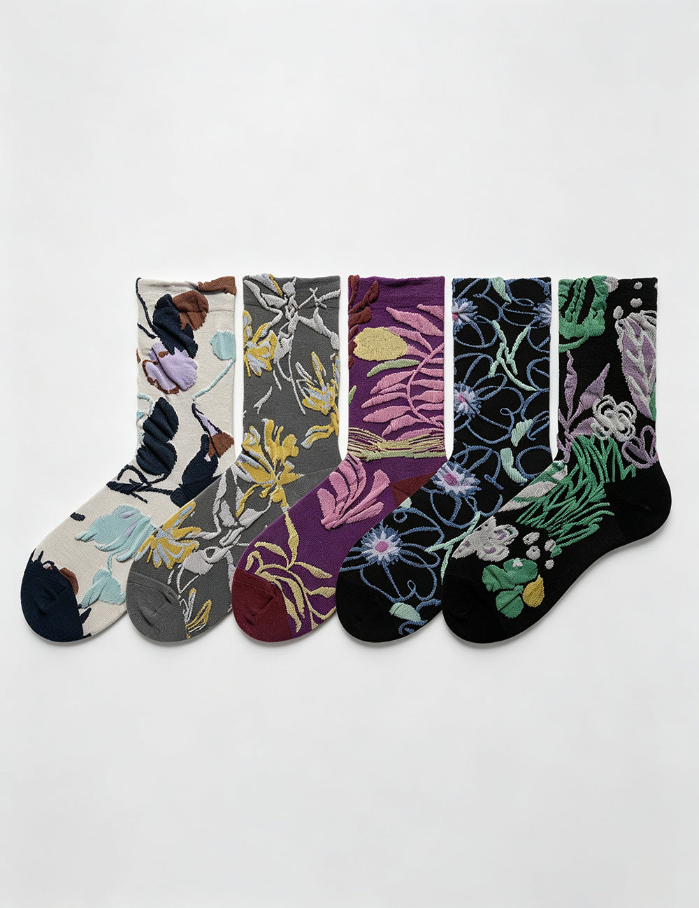 Floral Embossed Crew Socks - DippedShop Wholesale - #0291