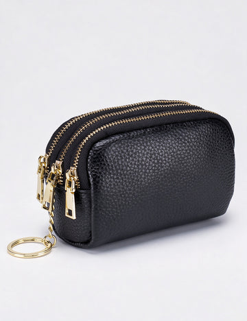 Cute Double Zipper Mini Leather Coin Purse 6W10BWB302