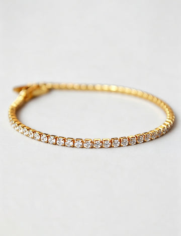 Minimalsit Gold Plated Cubic Zirconia Tennis Bracelet 6W6JBR473