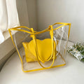 2-Piece Color Contrast Heart Clear Jelly Tote Bag 6W10BBG2130