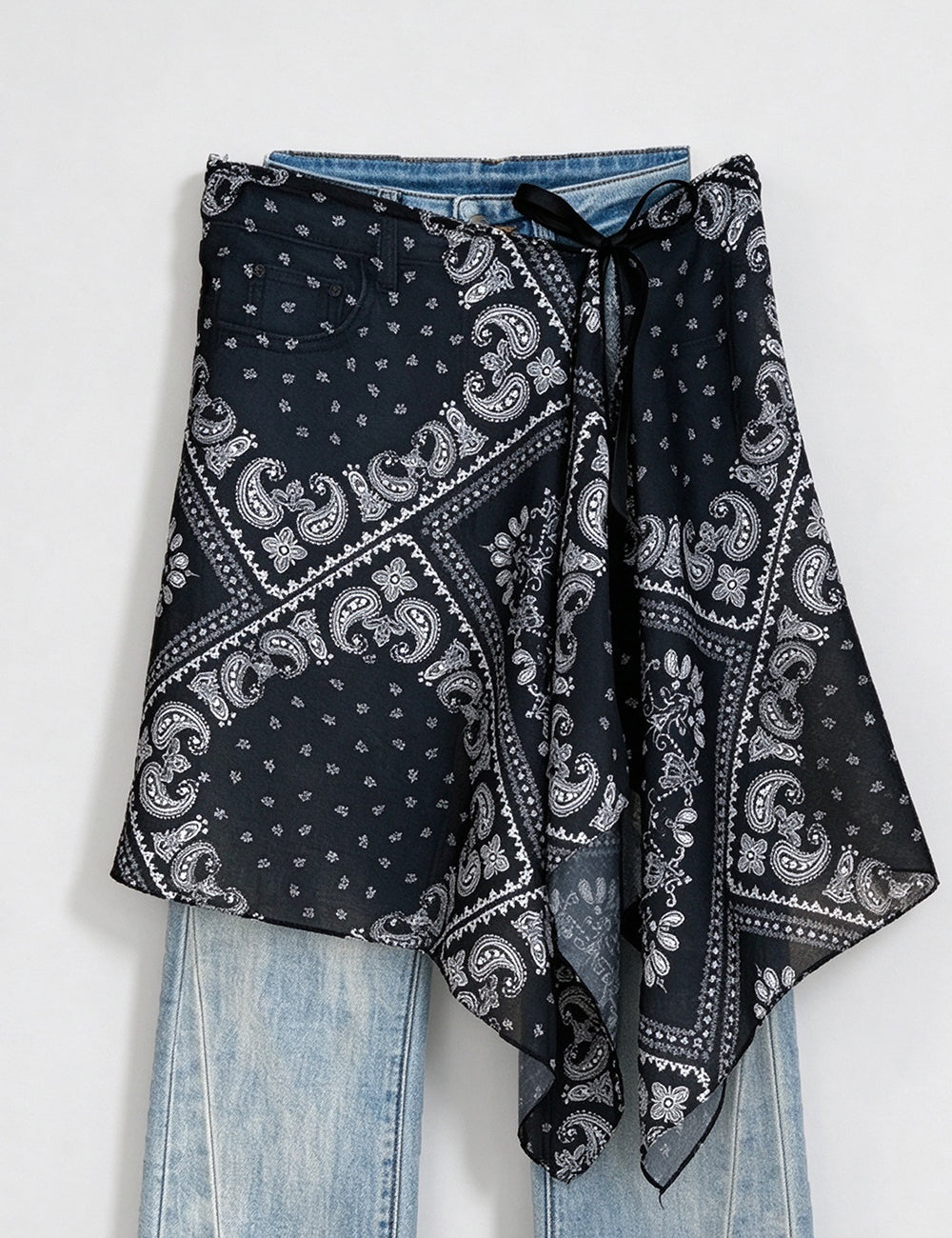 Boho Paisley Print Tie Waist Hip Scarf 6W6NSC232