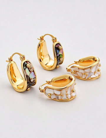 Shell C-Shaped Stud Earrings - DippedShop Wholesale - #3795