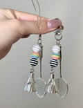 Creative Beaded Chain Badminton Racket Pendant Keychain 6W10BBC354