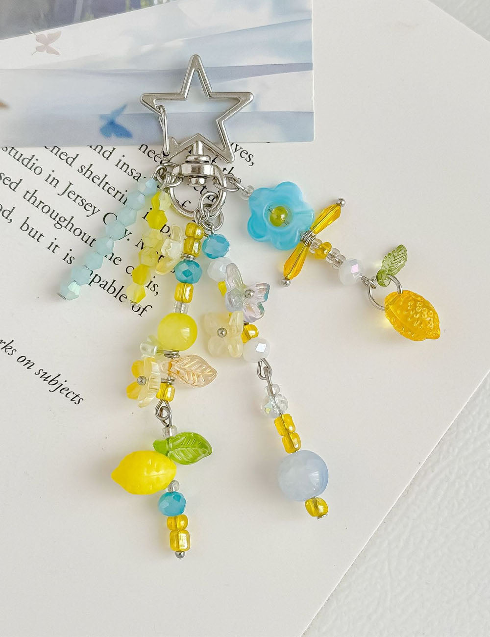 Stylish Beaded Chain Tassel Lemon Bag Charm 6W10BBC381