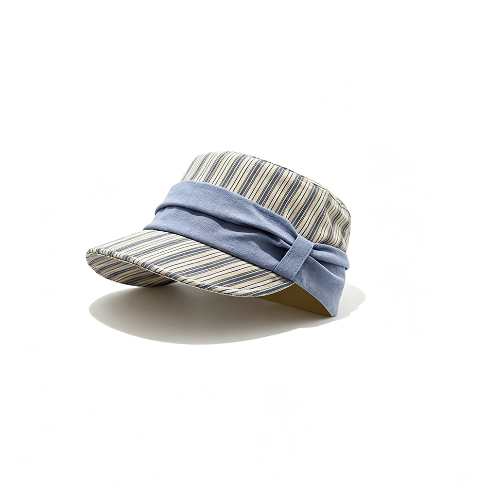 Striped Bow Foldable Wide Brim Hat 6W6HAT791