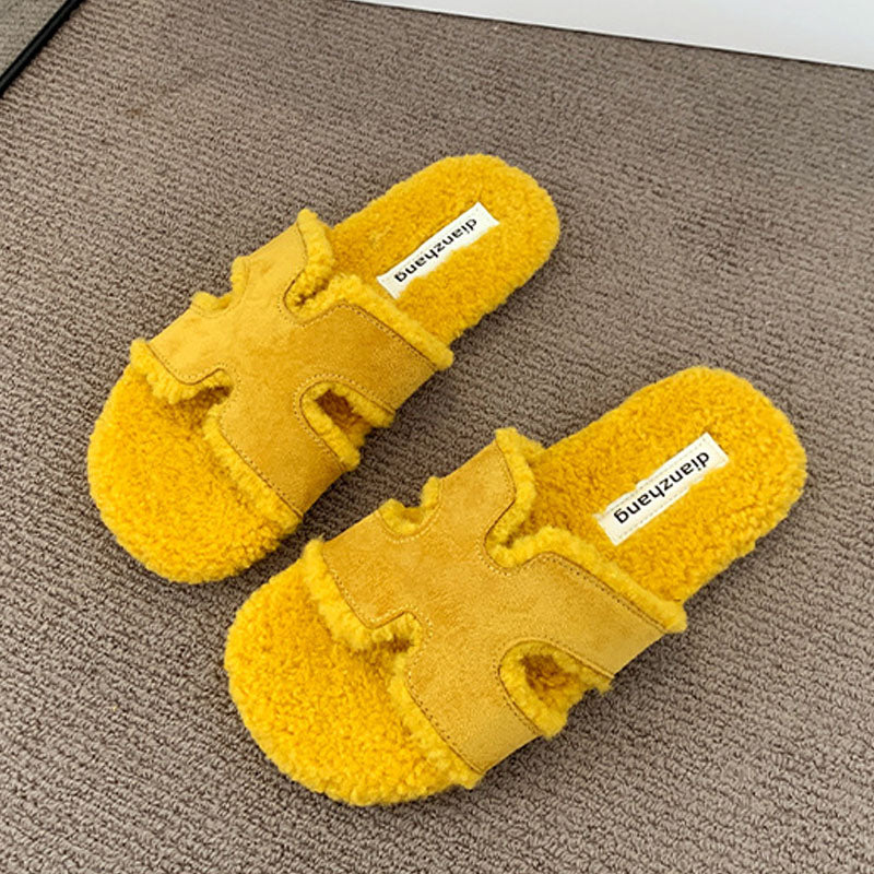 Plush Non-Slip Outdoor Slippers - DippedShop Wholesale - #4643
