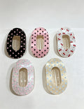 Fashion Heart Print Oval Flat Hair Clip 6W6HCP1669